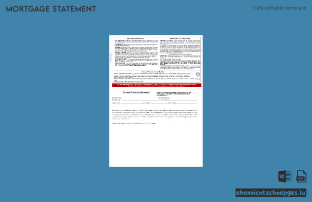 US-amerikanischer Wells Fargo-Bank-Hypothekenauszug im Word- und PDF-Format, 3 Seiten, Beispielvorschau